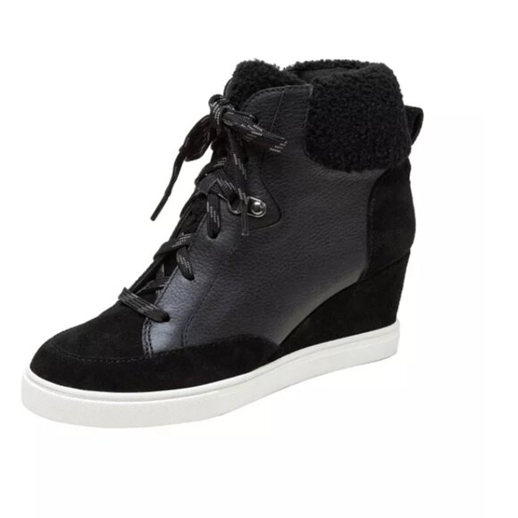 Linea Paolo Shoes - NEW Linea Paolo ARDEN Faux Shearling Trimmed Wedge Sneakers. Booties. Size 7.
